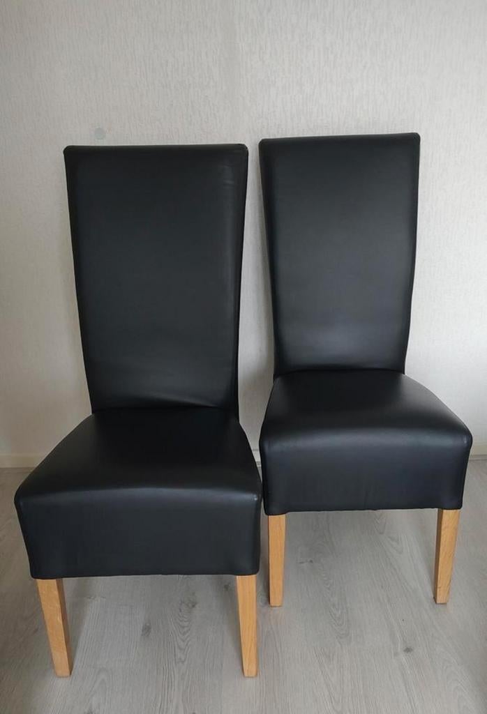 Eetkamer stoelen zwart leer, Ophalen, Zwart, Leer