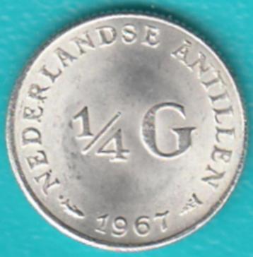 Nederlandse Antillen 1/4 gulden 1967, Juliana zilver  beschikbaar voor biedingen