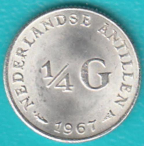 Nederlandse Antillen 1/4 gulden 1967, Juliana zilver, Postzegels en Munten, Munten | Nederland, Losse munt, 25 cent, Koningin Juliana