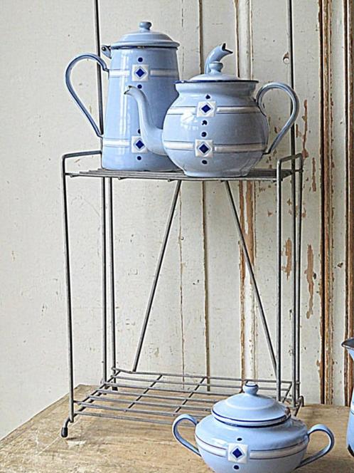 emaille set blauw, Antiek en Kunst, Antiek | Emaille, Verzenden