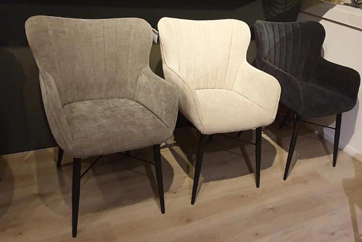 6 x armstoel Mikki - Grijs, Wit, & Zwart, Huis en Inrichting, Stoelen, Zo goed als nieuw, Vijf, Zes of meer stoelen, Metaal, Stof