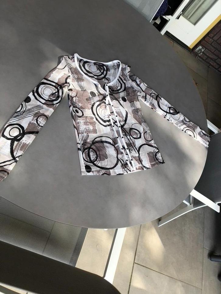 Zwart/taupe/wit Marie Mero vestje, maat 36, Kleding | Dames, Truien en Vesten, Zo goed als nieuw, Maat 36 (S), Overige kleuren