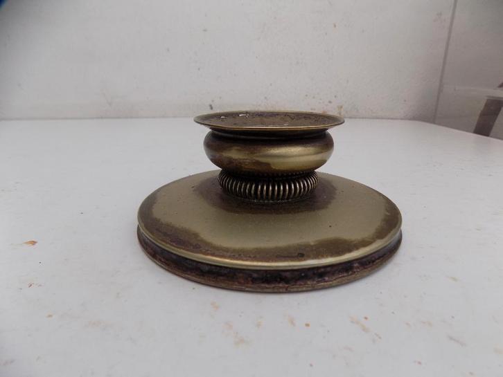 Kandelaar verzilverd voor brede gouda kaars vintage jaren 60, Antiek en Kunst, Curiosa en Brocante, Ophalen of Verzenden