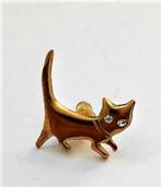 Leuke vergulde broche, steekbroche, pin  poes, kat, Ophalen, Overige materialen, Minder dan 4 cm, Zo goed als nieuw