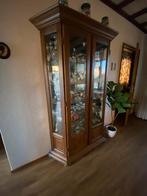 Eiken vitrinekast met facetglas, Huis en Inrichting, Kasten | Vitrinekasten, Ophalen, Met deur(en), Eikenhout, 50 tot 100 cm