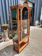Antieke vitrinekast met met origineel getrokken glas, Antiek en Kunst, Ophalen of Verzenden