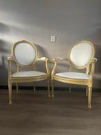 Twee gerestylde brocante stoelen wit goud queen anne barok, Huis en Inrichting, Ophalen, Gebruikt, Twee, Wit