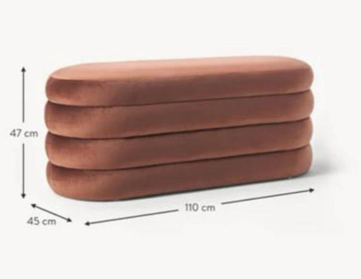 Luxe Velvet Bank - Roest Rood / Bruin - nieuw, Huis en Inrichting, Banken | Voetenbanken en Poefen, Nieuw, Minder dan 50 cm, 100 tot 125 cm