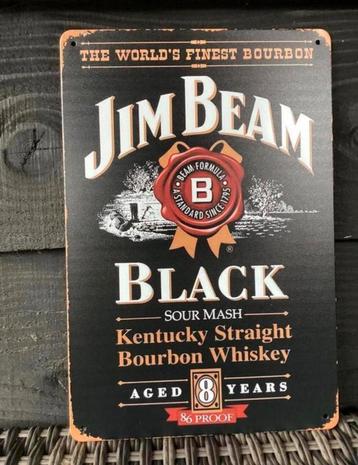Metalen reclamebord “Jim Beam Black”  -mancave- beschikbaar voor biedingen