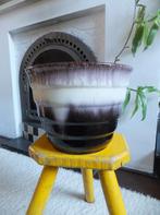 grote vintage bloempot bruin wit fat lava West Germany ø21, Ophalen