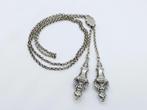 Zilveren jasseronketting met breipendoppen, 19e eeuws, Verzenden, Zilver, Ketting