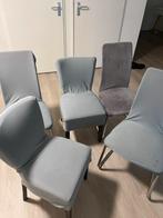 5 Eetkamerstoelen met Grijze Hoezen, Ophalen, Gebruikt, Vijf, Zes of meer stoelen, Stof