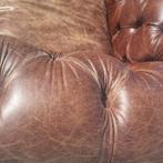 Vintage Chesterfield sofa cigar brown + GRATIS BEZORGING, Huis en Inrichting, Gebruikt, ., Chesterfield, Driepersoons