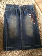 ZARA lange rechte jeans denim rok geborduurde bloemen mt 40, Maat 38/40 (M), Blauw, Zara, Ophalen of Verzenden