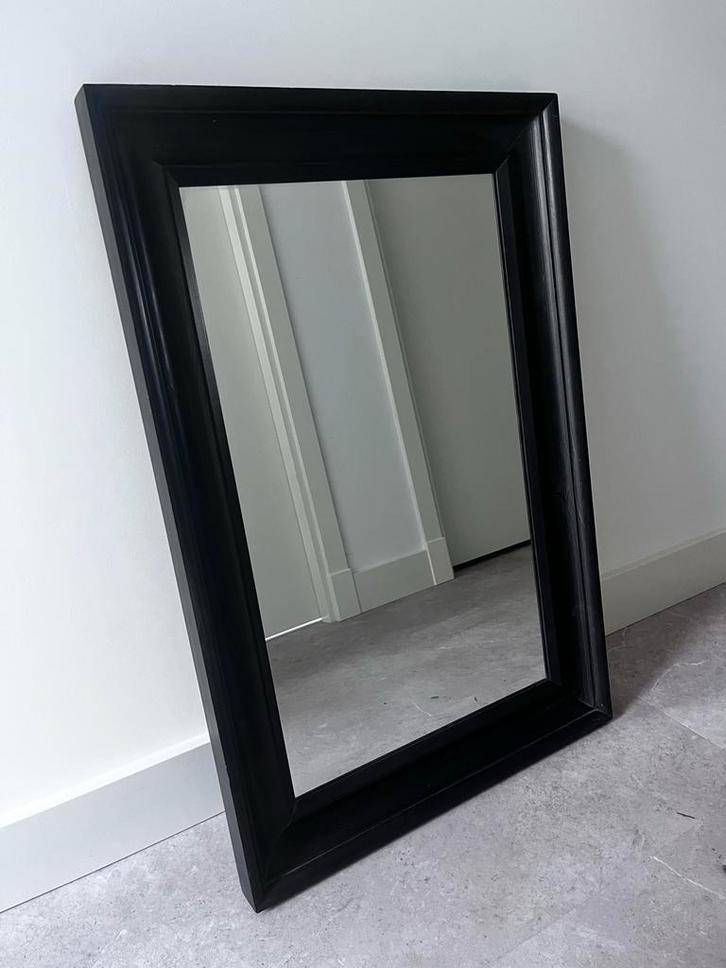 Zwarte Rechthoekige Spiegel, Huis en Inrichting, Woonaccessoires | Spiegels, Zo goed als nieuw, 50 tot 75 cm, Minder dan 100 cm