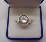 Zilveren modernist ring met steen maat 17.25 nr.1321, Verzenden, Zo goed als nieuw, 17 tot 18, Dame