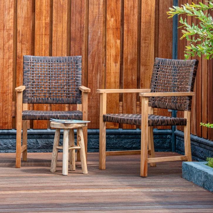 Teak tuinstoel Madiun (set van 2 stoelen), Tuin en Terras, Tuinsets en Loungesets, Nieuw, Tuinset, Teakhout, 2 zitplaatsen, Stoel