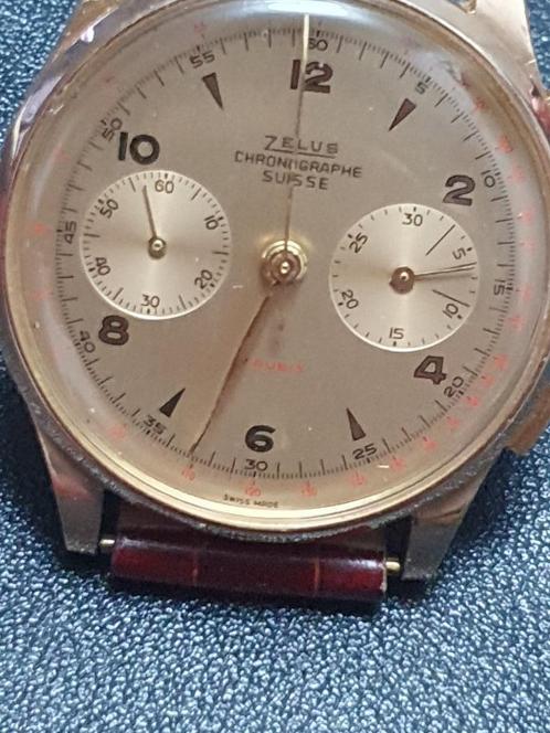 Vitage horloge jaren 50-60 18 kr Automaat Gronograph, Antiek en Kunst, Antiek | Goud en Zilver, Goud, Ophalen of Verzenden