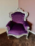 Fauteuil/troon Barok paars/zilver., Ophalen, Barok, 75 tot 100 cm, Zo goed als nieuw