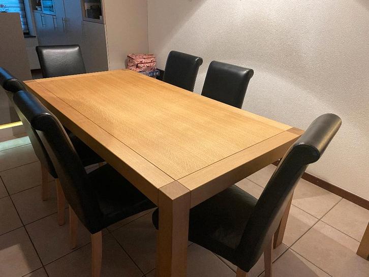 Eettafel + stoelen, Huis en Inrichting, Complete eetkamers, Gebruikt, 4 tot 6 stoelen, Ophalen