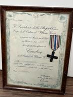 Ingelijste oorkonde en medaille Italie WO2, Ophalen of Verzenden, Nederland, Lintje, Medaille of Wings