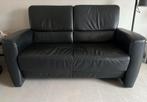 Zwarte leren tweezitsbank, Huis en Inrichting, Ophalen, Gebruikt, 150 tot 200 cm, Tweepersoons