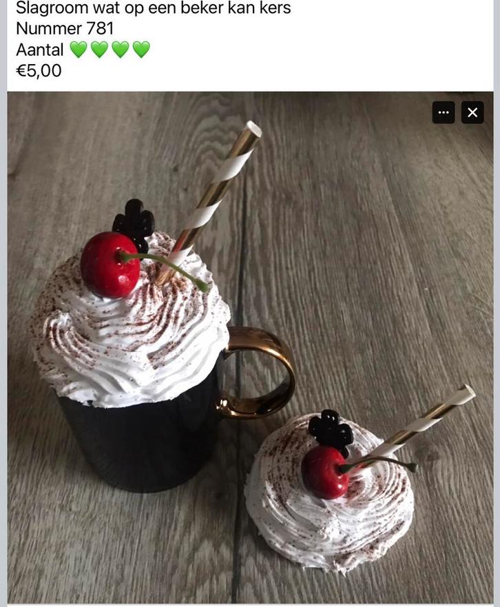 Div decoratie nep slagroom toefjes , op een mok te zetten, Huis en Inrichting, Woonaccessoires | Overige, Zo goed als nieuw, Ophalen