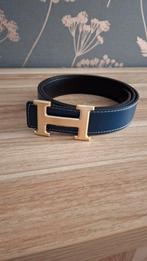 Hermes Riem Goud Blauw, Echt Leder, 110., Overige kleuren, Echt leder, Nieuw, Hermes