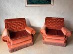 2 vintage fauteuils (begin jaren 70), Huis en Inrichting, Fauteuils, Ophalen, Gebruikt, 75 tot 100 cm, Stof