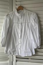 Witte blouse met pofmouw en roezel kraag van co couture, Wit, Ophalen of Verzenden, Zo goed als nieuw, Maat 36 (S)
