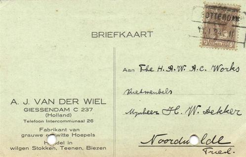 A.J. van der Wiel, Giessendam - 01.1924 - briefkaart - 1924, Postzegels en Munten, Brieven en Enveloppen | Nederland, Briefkaart