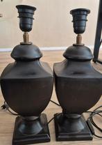 2 Zwart/Donkerbruine Lampevoeten - 40cm, Ophalen, Gebruikt, Klassiek, Minder dan 100 cm