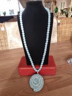 Prachtige Vintage Houten Kralen Ketting Grote Schelp Hanger, Sieraden, Tassen en Uiterlijk, Antieke sieraden, Verzenden, Overige materialen