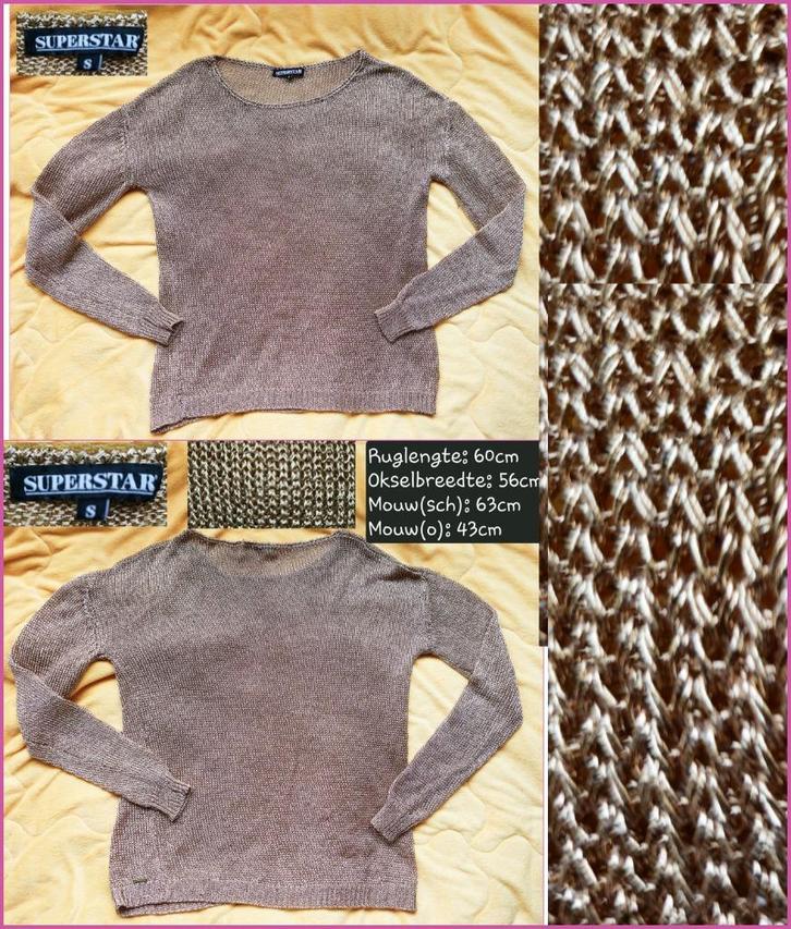 SUPERSTAR rosé gouden acryl truitje maat S zgan, Kleding | Dames, Truien en Vesten, Zo goed als nieuw, Maat 38/40 (M), Overige kleuren