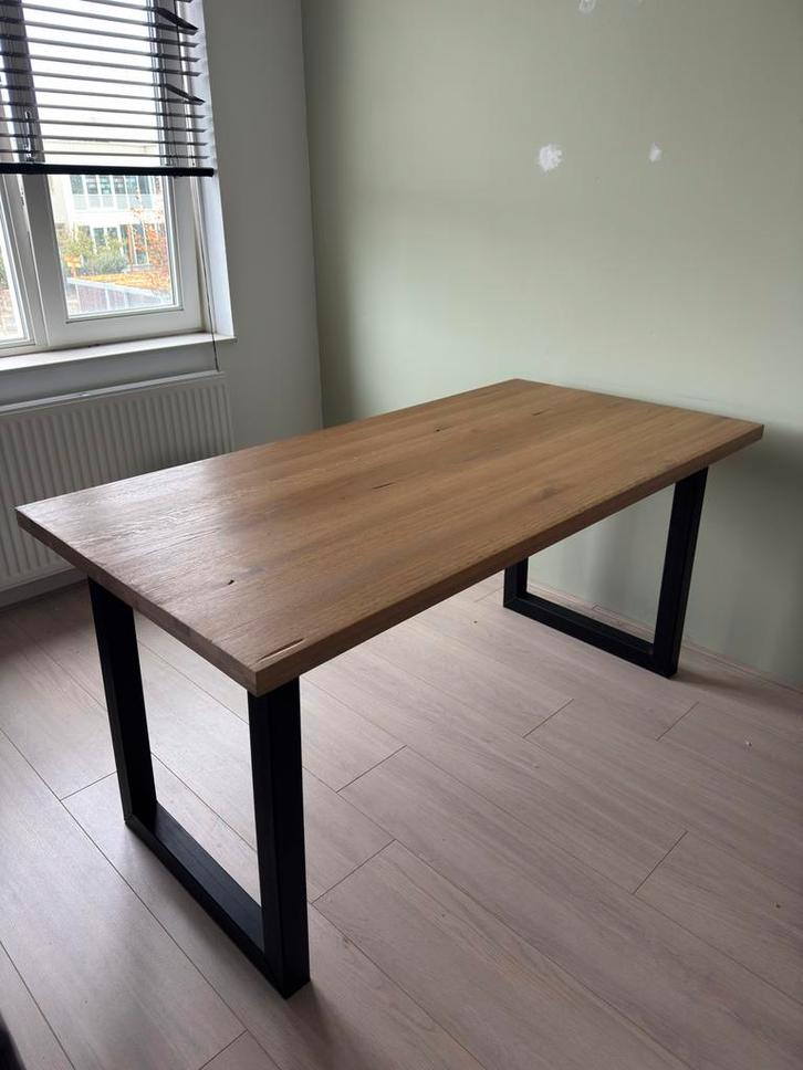 Industriële eikenblad Eettafel, Huis en Inrichting, Tafels | Eettafels, Zo goed als nieuw, 50 tot 100 cm, 150 tot 200 cm, Vier personen