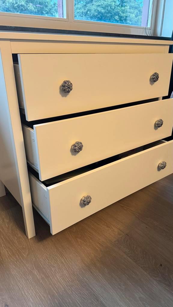 Witte Ladekast met 3 Laden, Huis en Inrichting, Kasten | Ladekasten, Gebruikt, Minder dan 100 cm, 50 tot 100 cm, 25 tot 50 cm