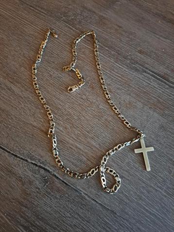 14Krt Gouden Ketting met Kruis - 55cm beschikbaar voor biedingen