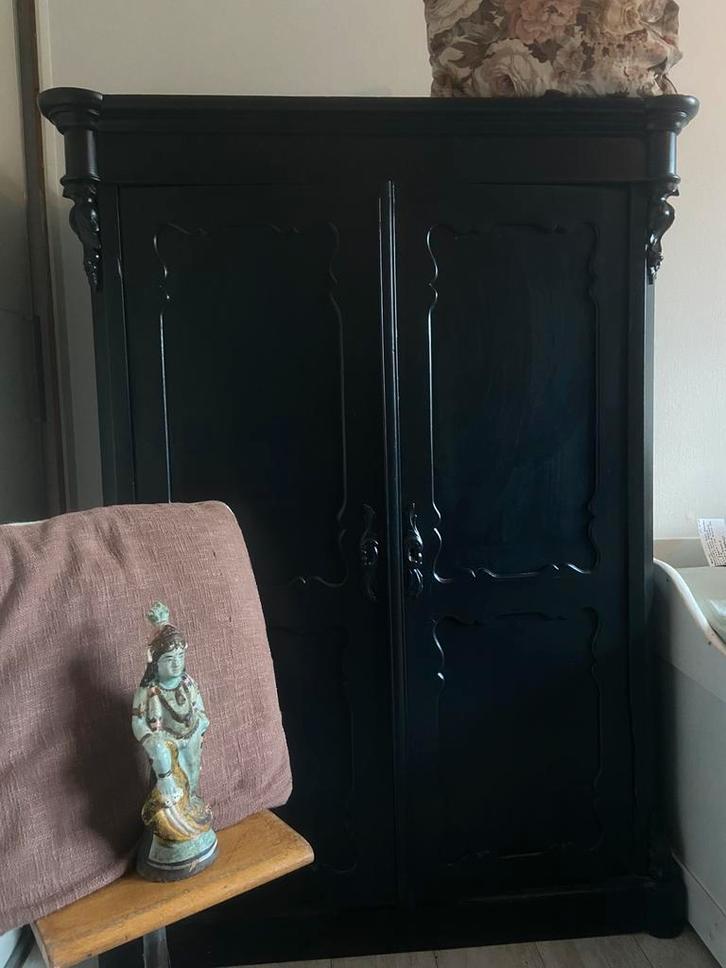 Vintage- Brocante Biedermeier kast zwart, Huis en Inrichting, Kasten | Overige, Gebruikt, Ophalen