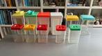 11x vintage plastic voorraadbussen jaren 50 / 60 o.a. DBP, Ophalen