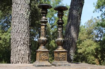 Brocante - Set zware kapitale kandelaars! beschikbaar voor biedingen