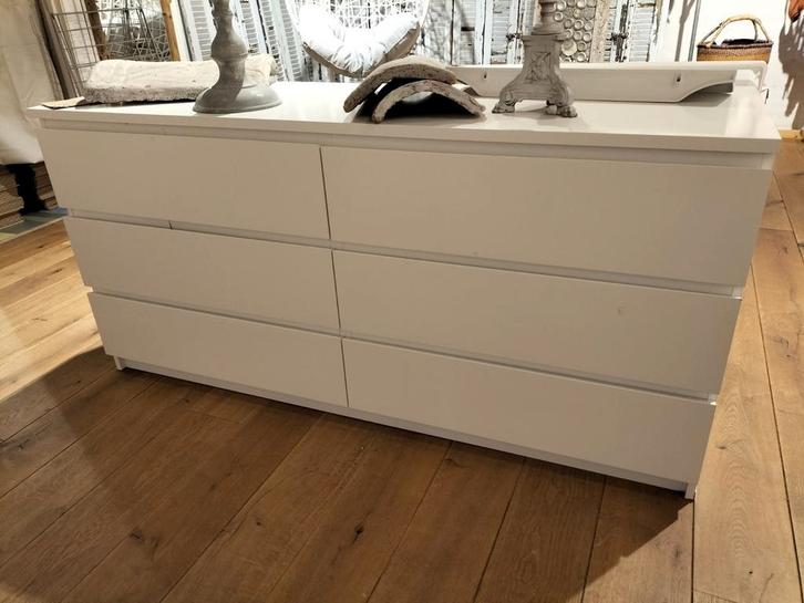 Witte Ikea Malm kast, 6 lades, 160 breed/lengte, Huis en Inrichting, Kasten | Ladekasten, Gebruikt, Minder dan 100 cm, 150 tot 200 cm