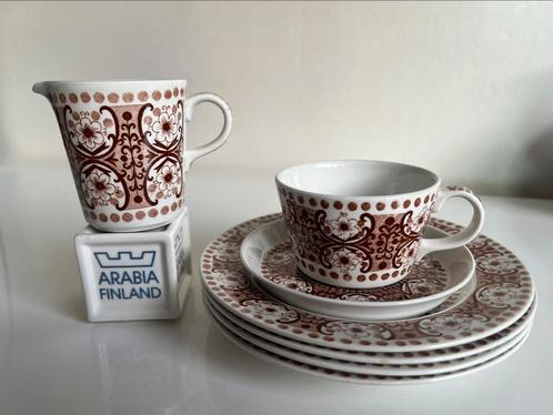 7-delig Vintage Arabia Ali Bruin Servies Melkkan Uosikkinen, Antiek en Kunst, Antiek | Servies los, Ophalen of Verzenden