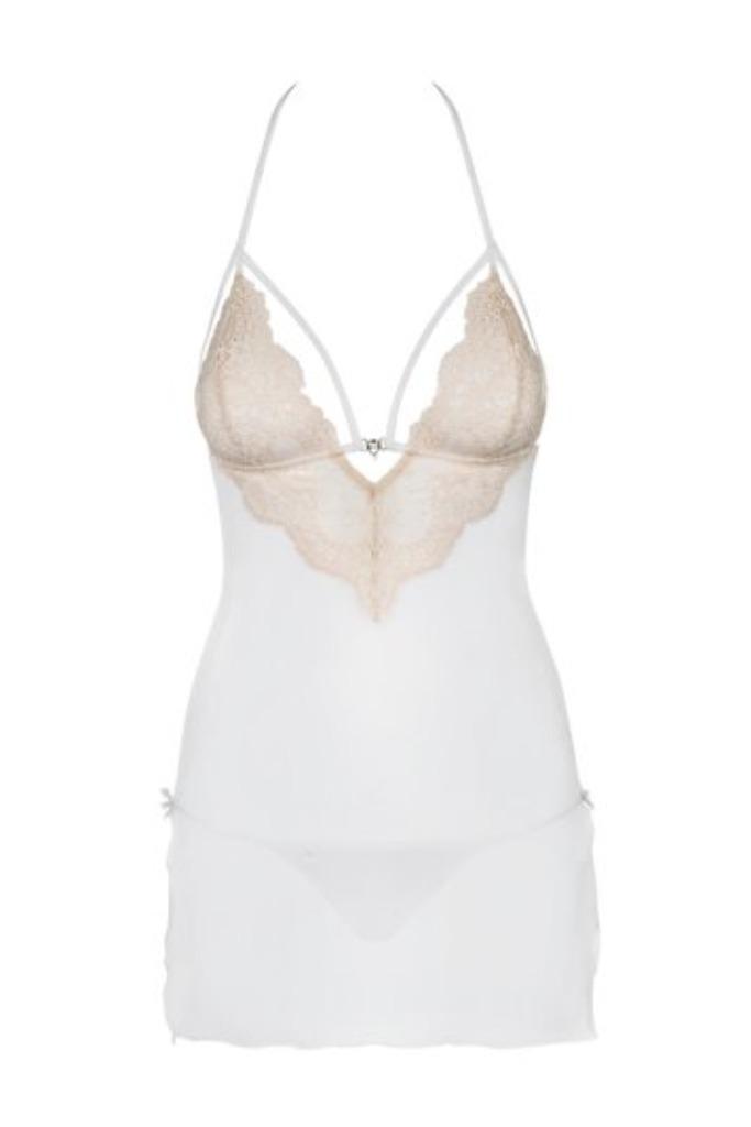 Obsessive ``BISQUITTA`` chemise wit maat S/M (782), Kleding | Dames, Ondergoed en Lingerie, Setje, Overige kleuren, Ophalen of Verzenden