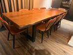 Massief Houten Eettafel +8 stoeIen Modern&Stoer Design, Ophalen, 50 tot 100 cm, Zo goed als nieuw, Vijf personen of meer