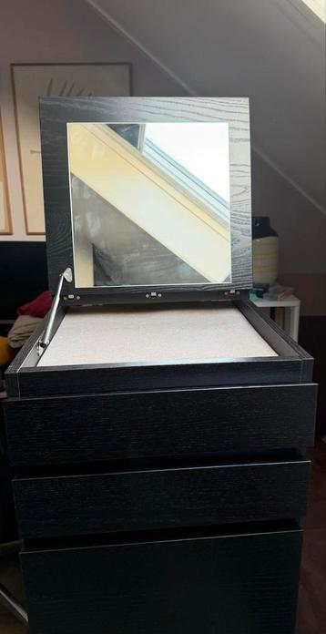 IKEA Malm ladekast met spiegel - zwartbruin zeer goede staat - afbeelding 3
