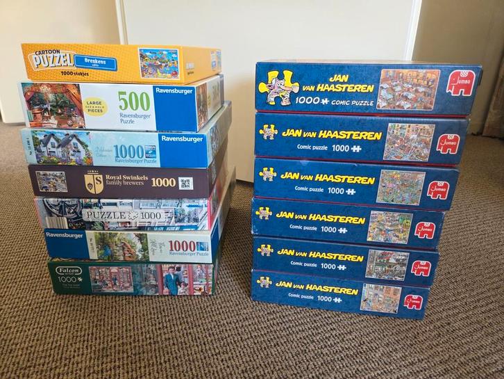 Grote partij puzzels voor volwassenen (33 stuks) – Jan van H, Hobby en Vrije tijd, Denksport en Puzzels, Zo goed als nieuw, Legpuzzel