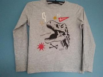 Grijs shirt met Dinosauruskop van Zeeman Maat 122/128 beschikbaar voor biedingen