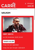 Mert Demir 2 tickets 26 november Carré, Twee personen, November