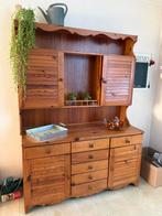 Vintage 2-delige grenen kast / buffetkast, Huis en Inrichting, Kasten | Buffetkasten, Ophalen, Gebruikt, Met deur(en), 200 cm of meer