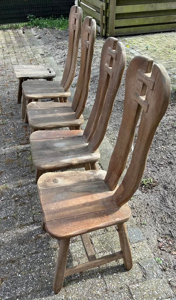Koopje! 4 stoelen De Puydt opknappers, Huis en Inrichting, Ophalen, Gebruikt, Bruin, Vijf, Zes of meer stoelen